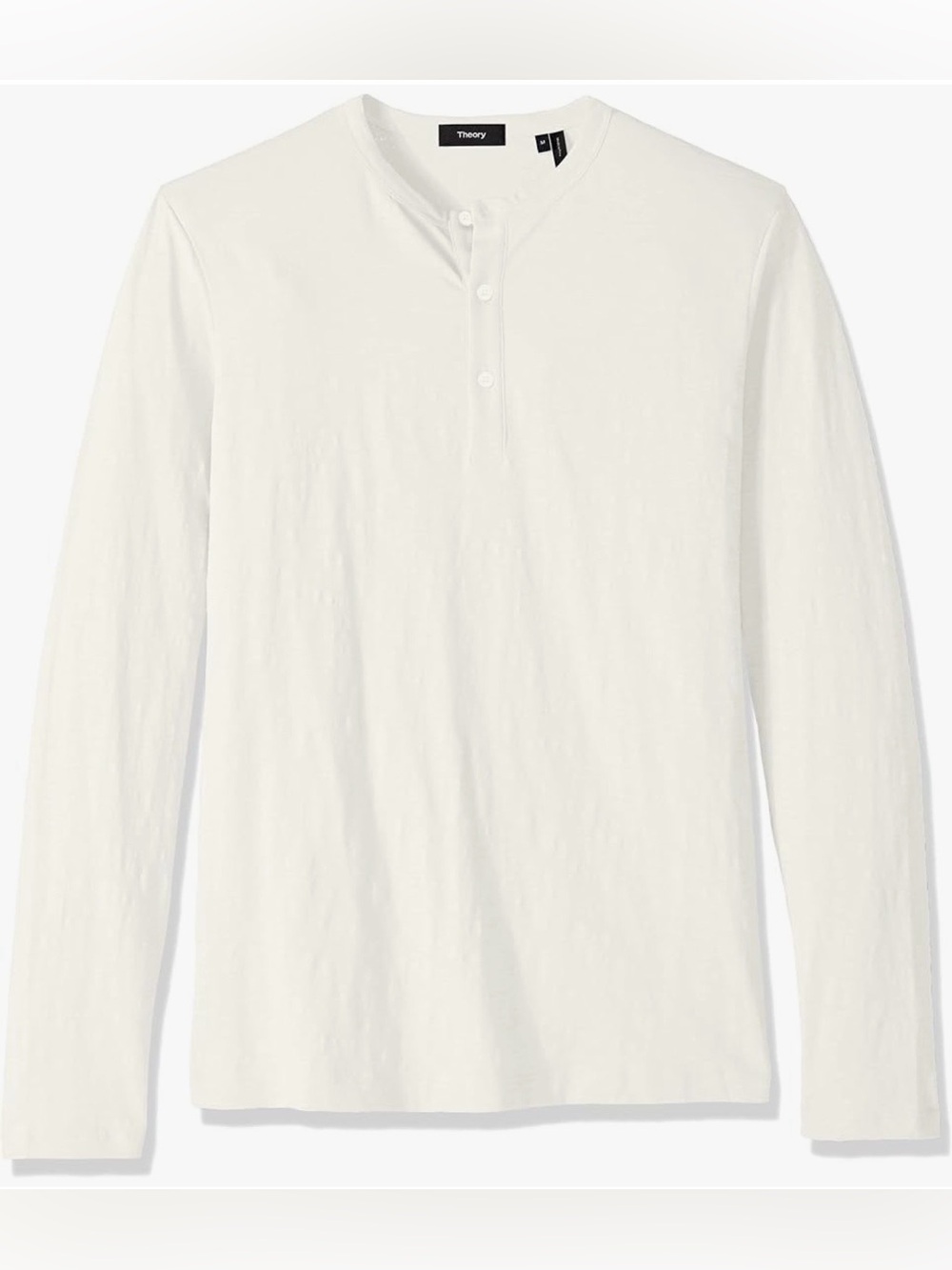 Theory Men’s Long Sleeve Cotton Slub Henley Shirt Ivory Size S NWT